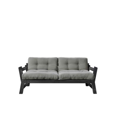 Banquette ajustable en pin massif noir matelas gris inclus 2x70x100