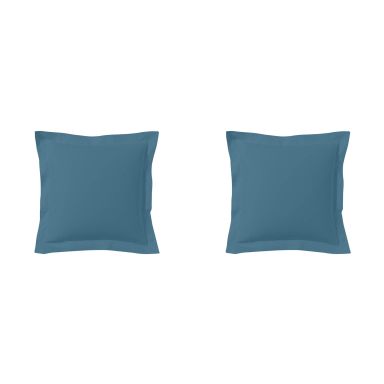 Lot de 2 taies d'oreillers bleu minéral 100% coton biologique 65x65 cm