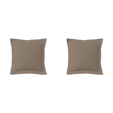 Lot de 2 taies d'oreillers taupe 100% coton biologique 65x65