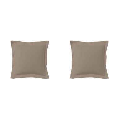 Lot de 2 taies d'oreillers biscuit 100% coton 65x65 cm