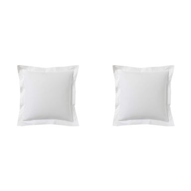 Lot de 2 taies d'oreillers blanc 100% coton 65x65 cm