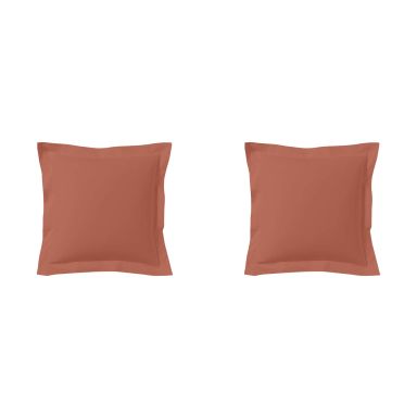 Lot de 2 taies d'oreillers terracotta 100% coton 65x65 cm