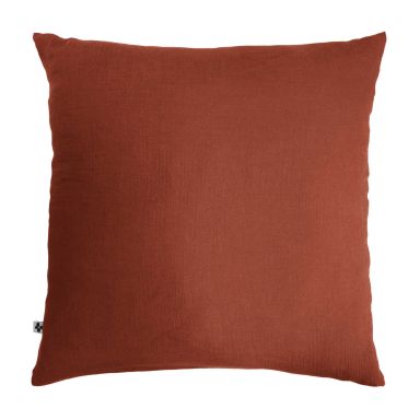 Taie d'oreiller double gaze de coton orange terracotta 50x70 cm FOND BLANC