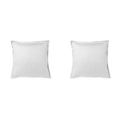 Lot de 2 taies d'oreiller blanc 100% satin de coton 65x65 cm