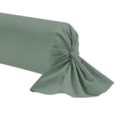 Taie de traversin vert de gris 100% coton 90 cm