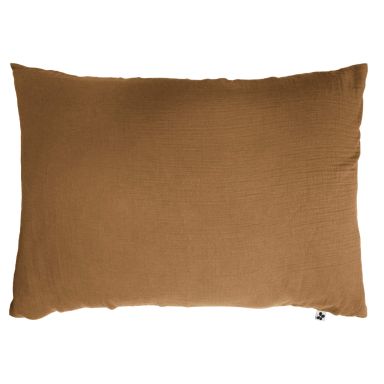 Taie d'oreiller double gaze de coton marron 50x70 cm