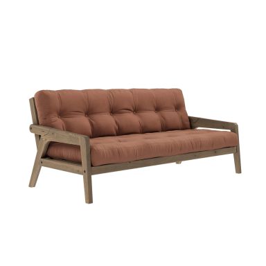 Banquette ajustable GRAB en pin massif foncé avec matelas futon marron clair 130x190 